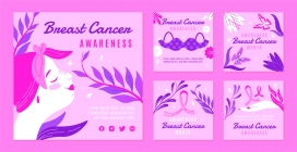 粉红色女性乳腺癌意识海报素材下载