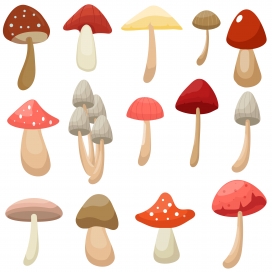 卡通彩色蘑菇简笔画素材