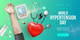 世界高血压日人手检查血压矢量插图