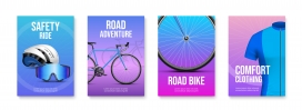 逼真的垂直霓虹灯彩色自行车海报