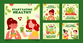绿色卡通世界素食日活动