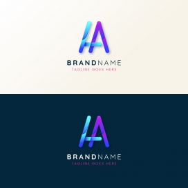 蓝紫色字母A造型logo素材