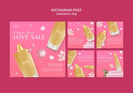 LOVE SALE-橘黄色化妆品护肤品海报素材