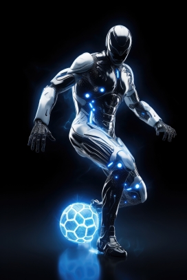 科技感十足的足球机器人运动员