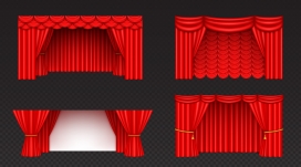 红色舞台帷幕窗帘素材