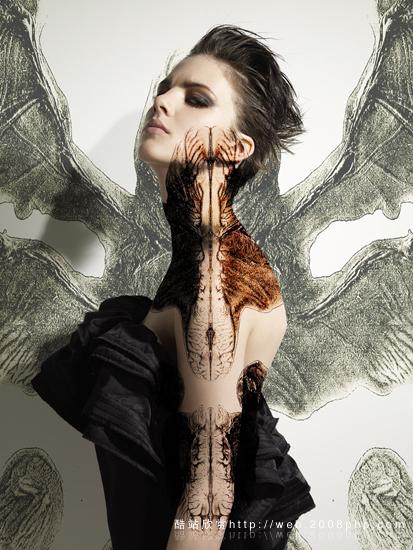 法国时尚女性水墨墨滴插画感觉平面设计欣赏---酷图编号1