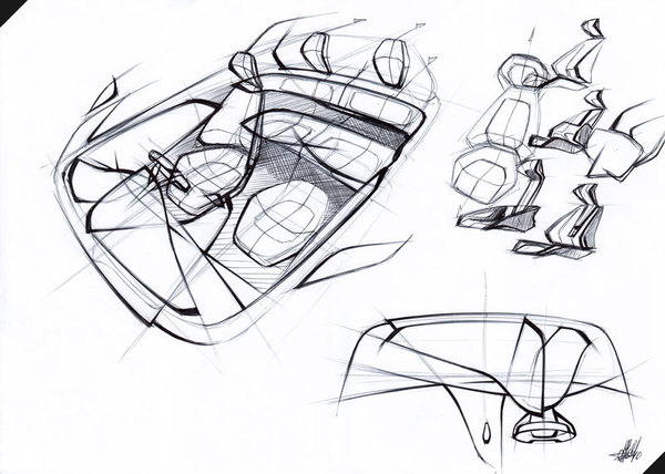 工业设计手绘稿:都市网络上Behance氢电动汽车---酷图编号10