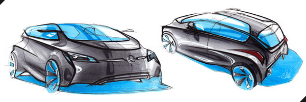 工业设计手绘稿:都市网络上Behance氢电动汽车---酷图编号3