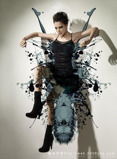 法国时尚女性水墨墨滴插画感觉平面设计欣赏图片