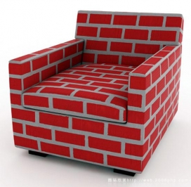 欧美砖块花纹感觉真皮沙发图片