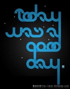 捷克平面设计师：精美蓝色主题像素字体字母设计欣赏