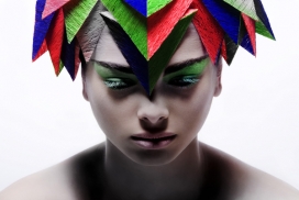 瑞士时尚彩妆彩绘头饰发型设计女人模特造型形象设计摄影