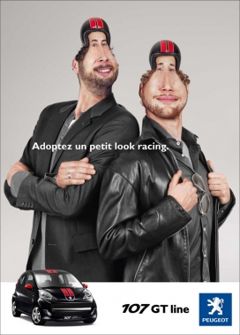 法国标志107GT汽车最新创意广告欣赏-人小头大