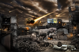 北美Space Attack in Business and Finance 科幻片太空袭击地球建筑