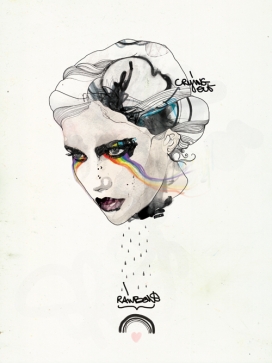 欧美New works新款个性手绘人像艺术插画封面