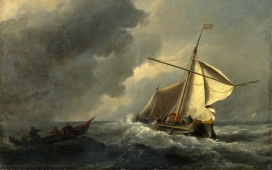 回顾历史-伦敦2010高清晰油画系列之风浪中的帆船图片