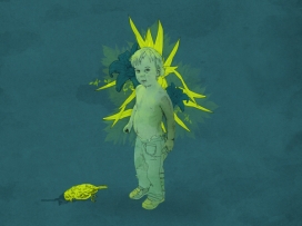 国外绿色结合黄色主题-The Be-Day儿童插画