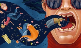 国外ROCK-STAR摇滚明星-疯狂呐喊歌唱插画