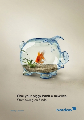 瑞典北欧联合银行平面广告欣赏-给你的储蓄罐新的生活