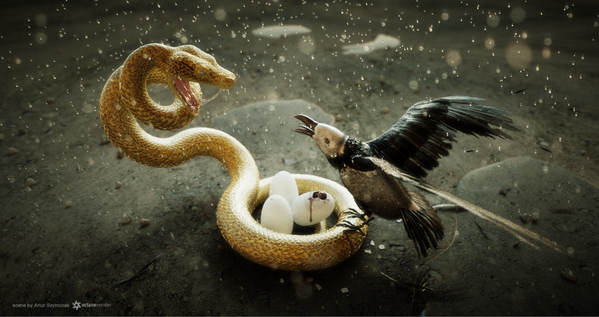 欧美Jelousy蛇鹰大战插画---酷图编号9