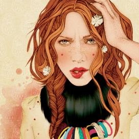 法国Ëlodie Nadreau女性肖像人物插画