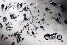 美国哈雷摩托车零件创意人像拼图平面
