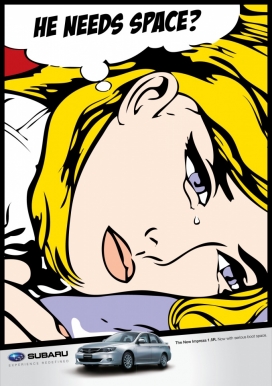 斯巴鲁汽车平面插画广告