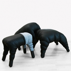 瑞典弗雷德里克-斯德哥尔摩家具展-仿真动物皮革沙发凳子