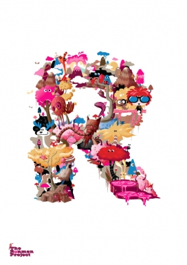 国外插画字母字体设计