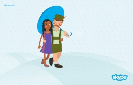 Skype网络通信电话平面广告