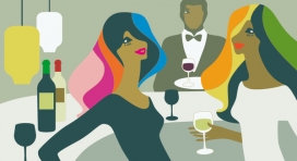 瑞典Kari Modén插画师作品-波尔多女人插画