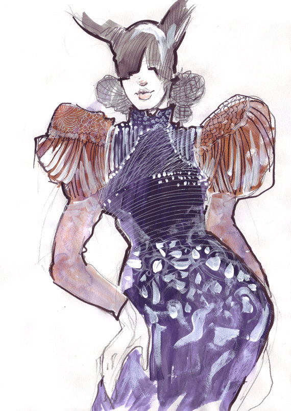 水彩时装插图-罗马尼亚Ioana Avram插画师作品---酷图编号2