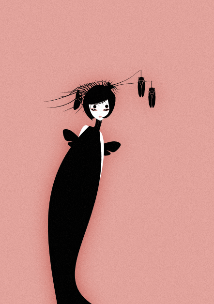 蝴蝶“姑娘”-昆虫人像插画-意大利帕尔马Cristian Grossi插画师作品图片