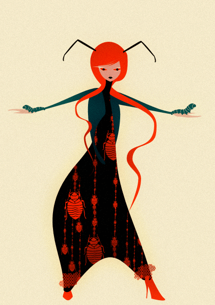 蝴蝶“姑娘”-昆虫人像插画-意大利帕尔马Cristian Grossi插画师作品---酷图编号6