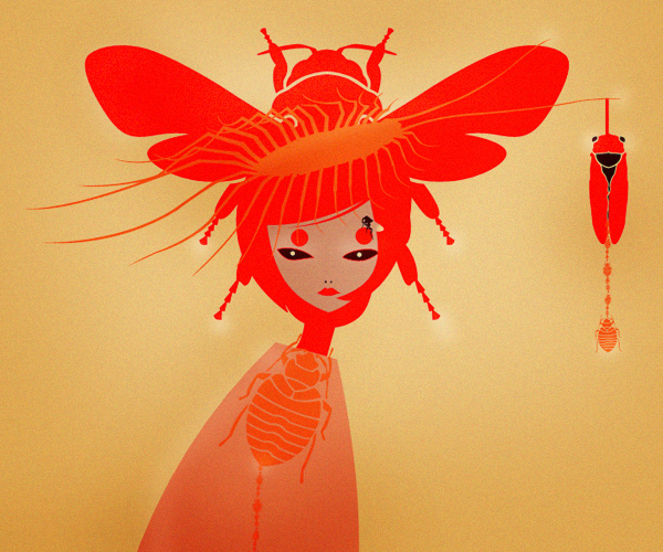 蝴蝶“姑娘”-昆虫人像插画-意大利帕尔马Cristian Grossi插画师作品---酷图编号4