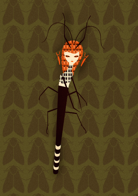 蝴蝶“姑娘”-昆虫人像插画-意大利帕尔马Cristian Grossi插画师作品---酷图编号1