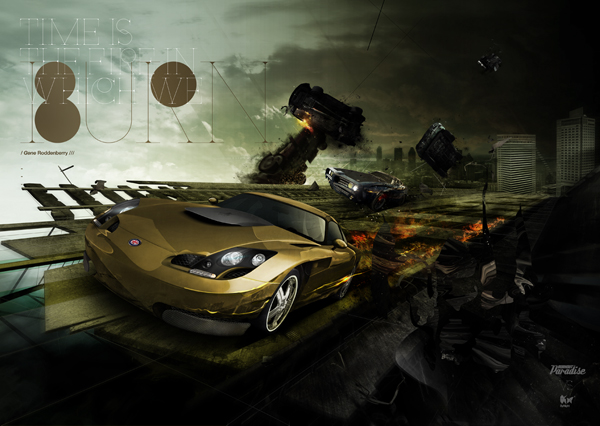 横冲直撞-狂飙乐园汽车数字插画图片