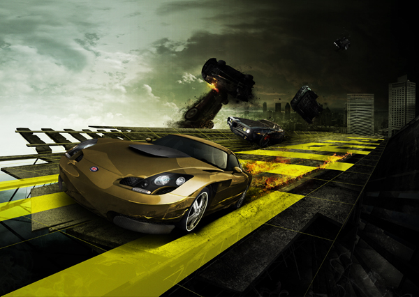 横冲直撞-狂飙乐园汽车数字插画---酷图编号9