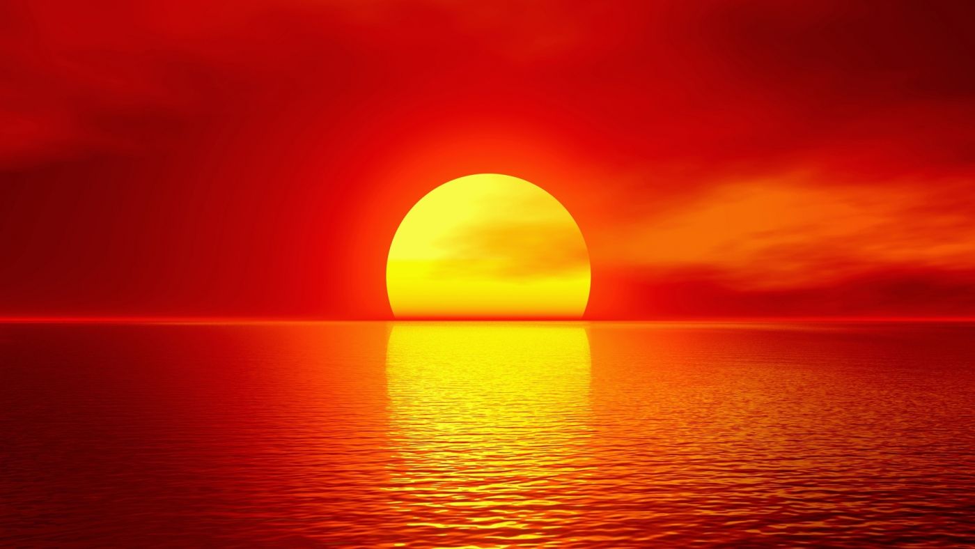 高清晰日落日出夕阳红摄影图