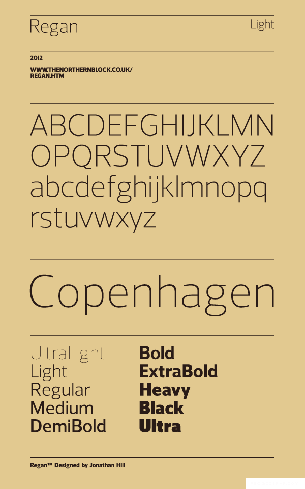 Regan-Typeface里根英文字体设计-英国纽卡斯尔Jonathan Hill字体设计师作品---酷图编号3