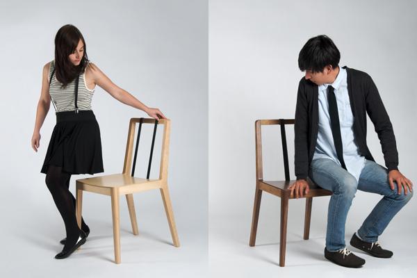 Tie领带靠背椅子-墨西哥Moises Hernandez家居摄影师作品,材质:枫木,胡桃木,胶合板,皮革---酷图编号2