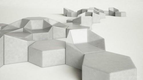 六角座椅-美国纽约Incorporated家具设计师作品,体现了灵活性和模块化。由一个无背长椅,凳子,或椅子可以合并成任意数量的位置,具有无限的扩展景观---酷图编号6