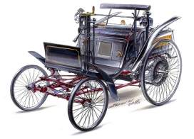 辉煌历史-梅赛德斯-奔驰汽车历史图纸插画