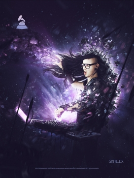 宣传DJ户外广告插画宣传设计过程-Skrillex