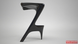 L-Stool抛光钢琴烤漆怪异椅子