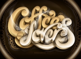 咖啡爱好者立体花纹字体海报设计-巴西Marcelo Schultz设计师作品