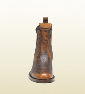 GUCCI古奇时尚男鞋棕色搭扣短靴素材图