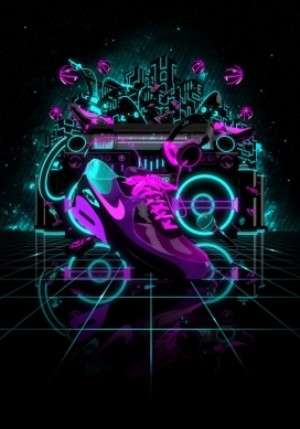 耐克-黑暗中的辉光T恤插画-伦敦Digimental设计师作品