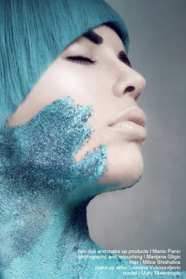 Atomic Turquoise蓝绿妖姬粉末晶体发艺彩妆-塞尔维亚Marijana Gligic摄影师作品