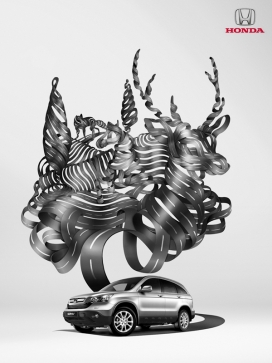 卷曲的磁带花纹-本田Honda CR-V越野车创意平面设计-西班牙drasik设计师作品